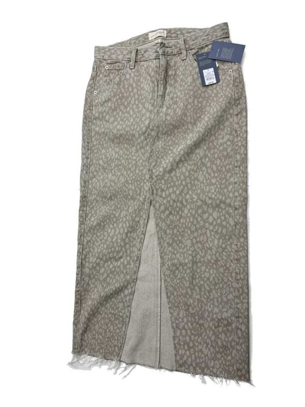 Universal Thread Women's Leopard Print Denim Maxi Skirt with Front Slit Size 6